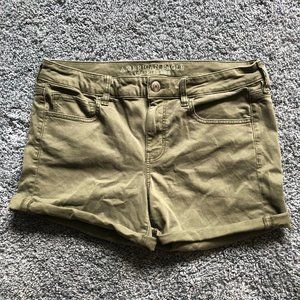 American Eagle green twill midi shorts